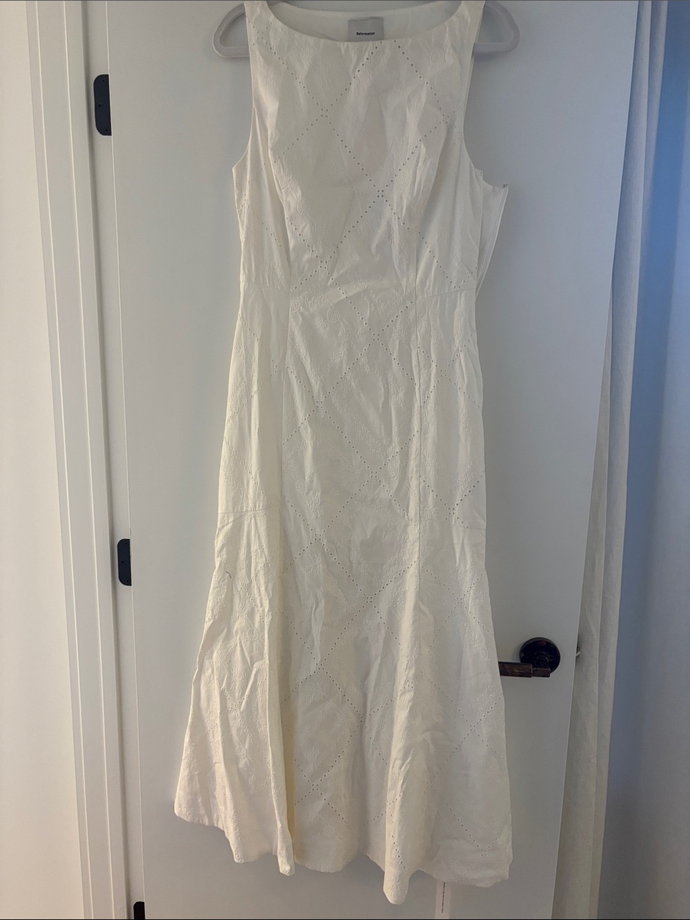 Reformation White Eyelet Sleeveless Maxi Dress
